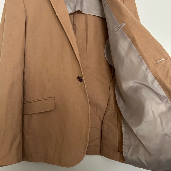 ASOS DESIGN super skinny suit jacket in tan linen mix - Picture 5 of 8